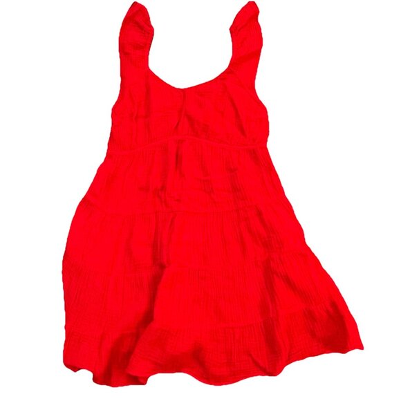 Isabel Maternity Flutter Sleeve Gauze Mini Dress Size XL Coral Lightweight - Picture 1 of 8